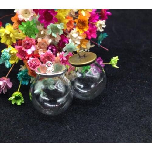 20sets/lot 20*12mm glass bottle globe classic tray glass vial pendant glass dome cover glass necklace pendants jewelry charms