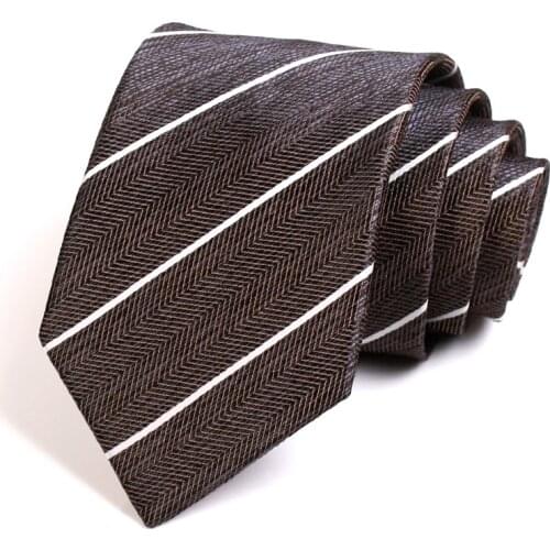 2020 New Design Classic Brown Striped Tie High Quality 8CM Wide Ties For Men Business Suit Work Necktie Fashion Formal Neck Tie