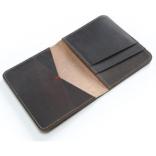 2021 Hot Crazy Horse Id Card Holder Distress Card Holder Leather Mens Wallet Case Handmade