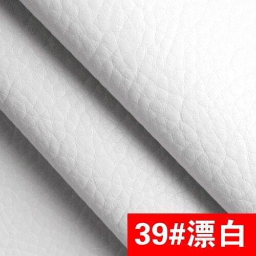 39# white High Quality PU Leather fabric like leechee for DIY sewing sofa table shoes bags bed material (138*100cm)