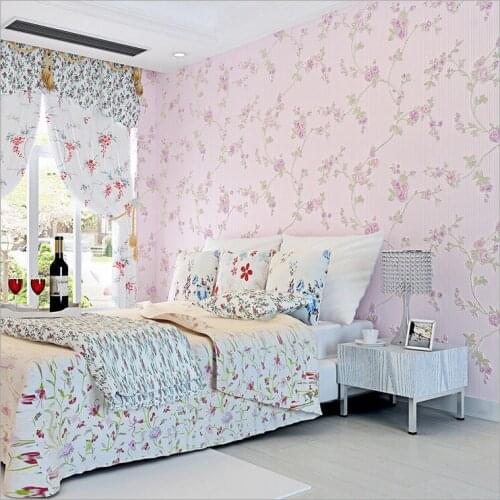 Q QIHANG European Pastoral Style 3D Non-woven Living Room Bedroom Wedding Room Wallpaper TV Backdrop 0.53m*10m=5.3m2