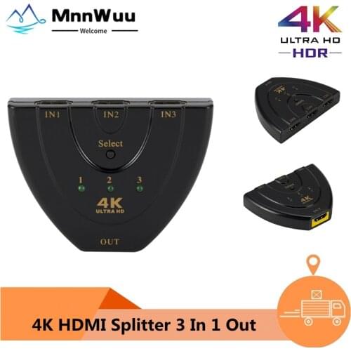 4K*2K 3D Mini 3 Port HDMI-compatible Switch 1.4b 4K Switcher Splitter 1080P 3 in 1 out Port Hub for DVD HDTV Xbox PS3 PS4