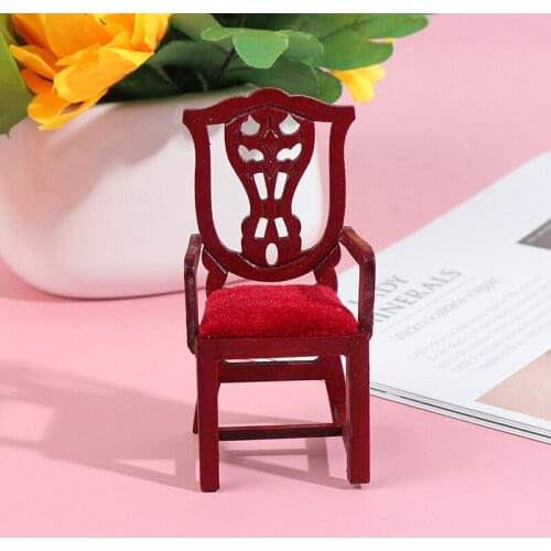 1/12 Wooden Mini Dollhouse Rocking Chair Model Toy DIY Miniature Scenery Accessory For Dolls House Accessories Decor Toys New