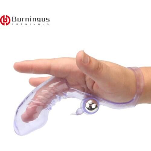 Burningus G Spot Massager Clit TPE Finger Sleeve Vibrator Vibrating Dildo Masturbator Sex Toys for Women Lesbian Orgasm