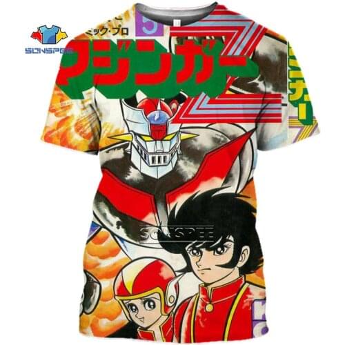 SONSPEE 3D Print Sci-fi Anime Mazinger Z T-shirt Robot Mans T-shirt Summer Short Sleeve harajuku Shirt Armored Warrior Top Tees