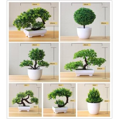 Artificial Plants Potted Bonsai Green Small Tree Plants Fake Flowers Potted Ornaments for Home Garden Decor Party Hotel Decor