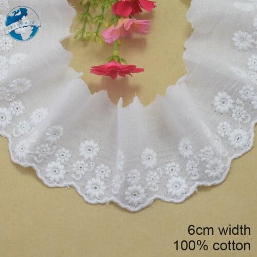 6cm white 100% cotton embroidery lace french lace ribbon fabric guipure diy trims warp knitting sewing Accessories#3246