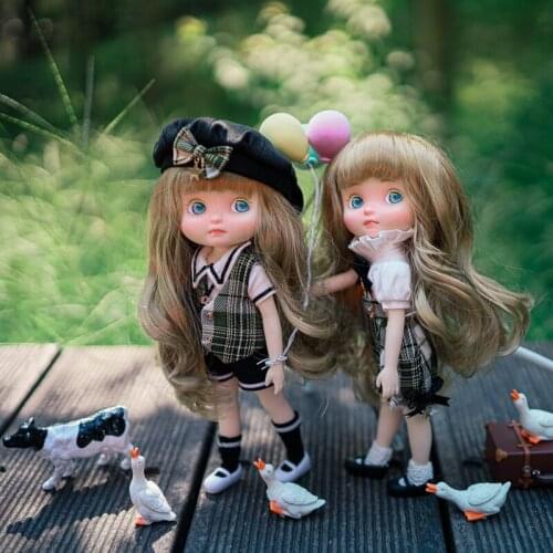 20cm Baby Kawaii Student Girl Dolls with Makeup Cartoon 1/9 Cute BJD Doll