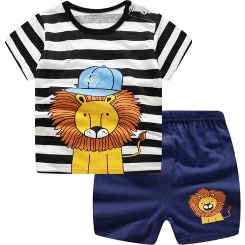 Summer Baby Girl Boy Clothing Set Fashion Newborn Clothing Casual Print Cartoon T shirt Pants 2Pcs Kids Outfits Sets For 0-2year