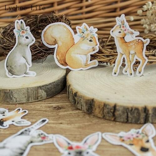 Lychee Life 50Pcs Christmas Cartoon Animals Scrapbooking Stationery Stickers Album Decorative Bullet Journal Sticker Crafts