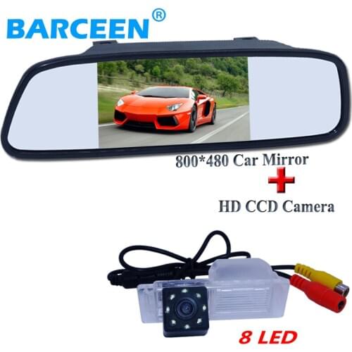 Shell material 5" wide screen car rearview mirror monitor +8 led night vision car parking camera for Chevrolet Cruze hatchback