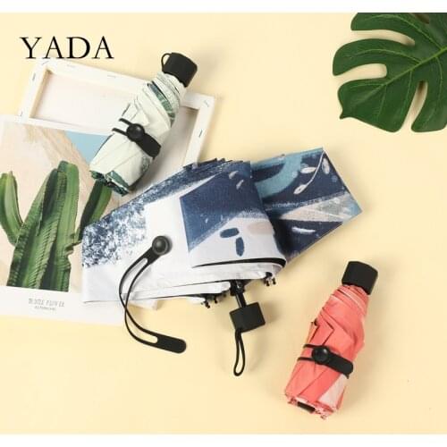 YADA Ins 8 Bones Light Mini Small Umbrella Five Pocket Folding Umbrella For Women Girl UV Cartoon anime Umbrella Fold YD200218