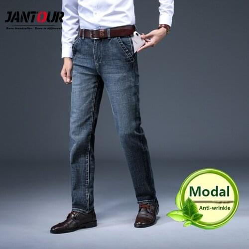 2020 New Mens Thick Jeans Modal Fabric High Quality Business Casual Stretch Jean Trousers Male Brand Pants Big size 28-38 40