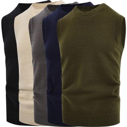 Brand Men Solid Sleeveless Sweaters Men Trendy Wild Pullover Sweater Tops Round Collar Casual Sweater Vest Male Gilet Chaleco