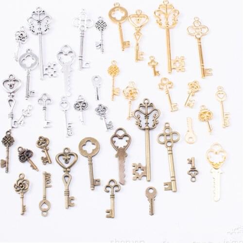 New Accessories,13pcs/set Three Colors Plated Keys Charms Pendant DIY Handmade Jewelry Accessories