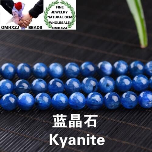 OMHXZJ Wholesale ZB87 6 7-7.5, 7.5-8mm DIY Bracelet Necklace Jewelry Making Accessories Natural Stone Fine Kyanite Round Beads