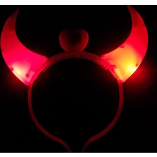 Wholesale Halloween Party Bar Cosplay Props Supplies Mask Luminous Horn Flashing LED Headband Masks