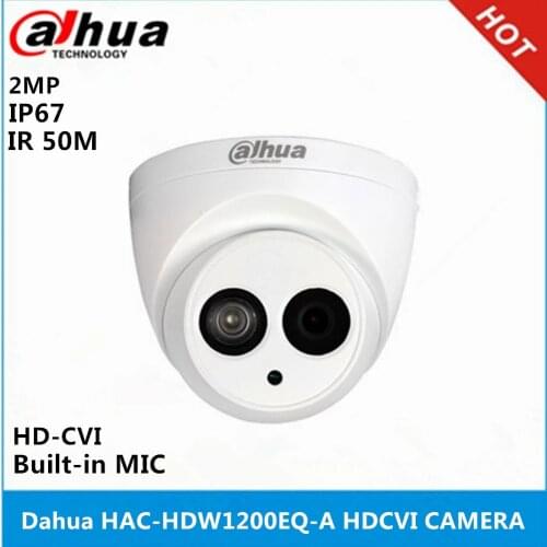 Original Dahua DH-HAC-HDW1200E-A HDCVI camera built-in MIC 2MP IR 50M IP67 Security CCTV Camera HAC-HDW1200E-A