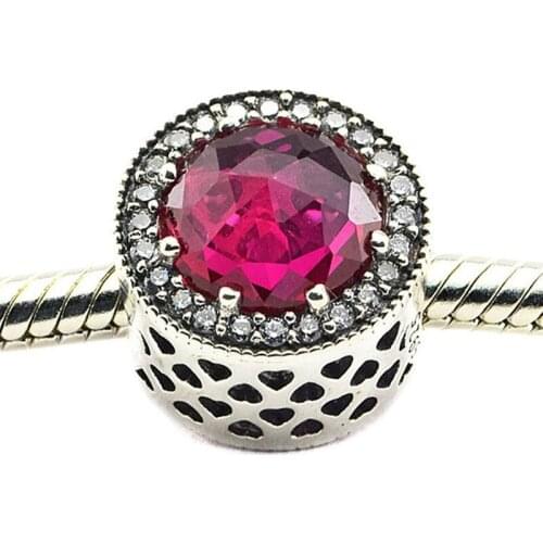Autumn Collection 100% 925 Sterling Silver beads Cerise Radiant Hearts Charm Fit Original Brand Charms Bracelet jewelry