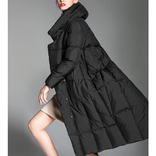 Irregular Hem Hooded 90% Duck Down Coat X-Long Down Jacket Winter Warm Women Coat long down jacket
