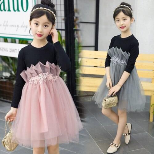 New Spring Girls Dress Long Sleeve Flower Party Princess Dresses Autumn Children Clothing Dress Girls Clothes 4 6 8 10 12 Years