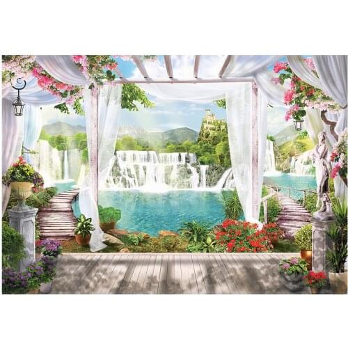 Custom photo wallpaper 3d wall murals wallpaper 3 d waterfall scenery scenic balcony wallpaper background wall papers home decor