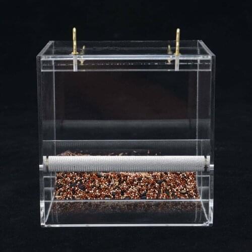 Parrot Supplies Acrylic Clear Bird Feeder Automatic Feeder Anti Scattering Feeding Box Food Container for Cockatiel Canary Finch