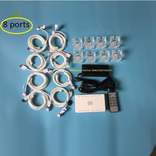 Retail Shop 8 Ports Mobile Alarm Display Security Solutions With Charger And Acrylic Base For Cell Phone Anti Theft