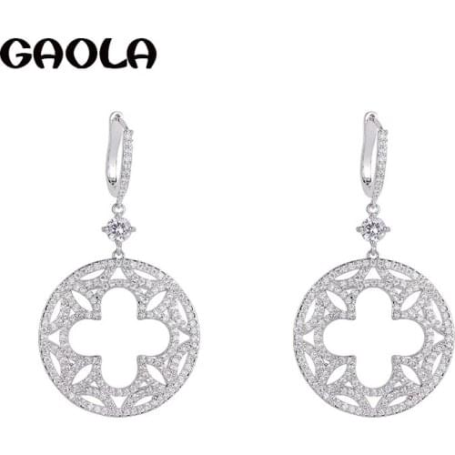 GAOLA High Quality Flower Clear Stones AAA Cubic Zirconia Earrings Fashion Jewelry