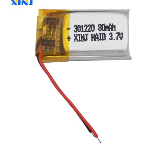 XINJ 3.7V 80mAh Li Polymer Battery Li po 301220 For mp3 pen watches speaker headphones GPS Sat Nav driving recorder bluetooth