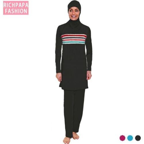 Plus Size Burkinis Muslim Swimwear Women Modest Patchwork Full Cover Swimsuit Islamic Hijab Islam Wear Bathing Suit