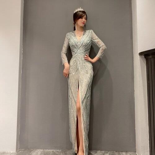 Luxury celebrity Beaded mermaid wedding evening dress 2021 New style cocktail party Formal Womens dress Luxury tulle