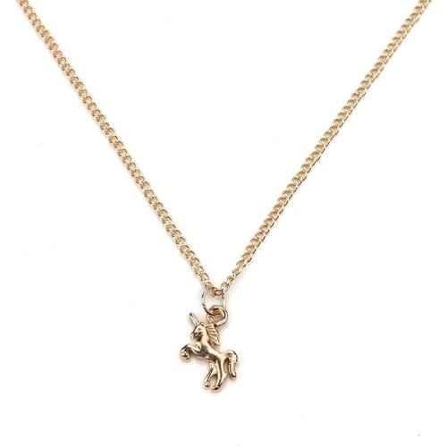 1pc fashion gold silver color unicorn charm necklace pendant Clavicle Chains Statement Necklace Women necklace with card