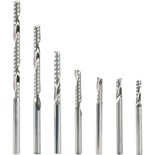 10pcs SHK 3.175mm 4mm Single Flute CNC Router Bits One Flute Spiral End Mills Carbide Milling Cutter Spiral PVC Cutter