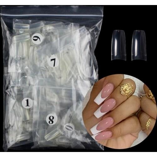 100/500pcs Half French False Nails Clear Nail Art Tips Acrylic Transparent Natural Fake Nails UV Gel Manicure Ultra Flexible Tip