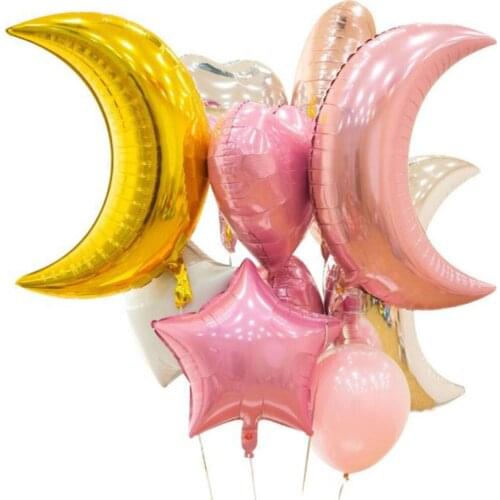 2pcs 22Inch Moon Balloon 18Inch Love Heart Foil Balloons Party Wedding Supplies Festival Aluminum Baloon