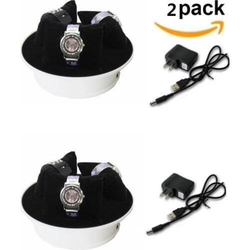 2pack 20cm Electric Motorized Rotating Display Stand Turn Table with Black Felt Top and AC Adapter