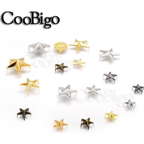 200pcs 5 claws star Rivets Star shape Rivets Spike Studs Spots Nailhead Punk Rock DIY Leather Craft Clothing Bag Parts 9mm~21mm