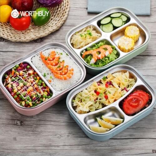 304 Stainless Steel Japanese Lunch Box With Compartments Microwave Bento Box For Kids School Picnic Food Container