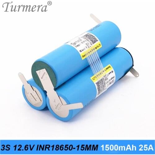 3s 10.8v 12.6v battery 18650 pack inr18650-15mm 1500mah 25a soldering battery for screwdriver shura battery customized battery