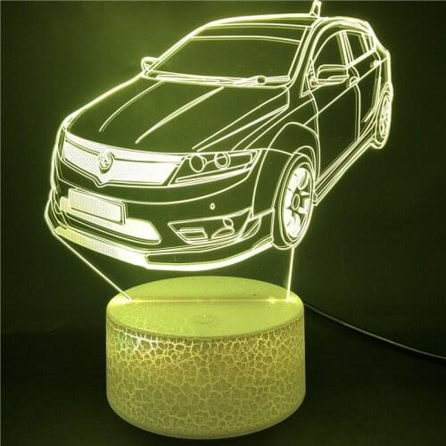 Car 3d LED Illusion Lamp RGB Color Night Light Bedroom Decor Bluetooth Nightlight Touch Sensor Birthday Gift Supercar for Kids