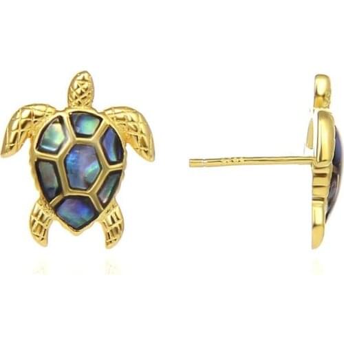 Beritafon 925 Sterling Silver Tortoise Abalone Shell Pearl Stud Earrings Gift for Women or Girls