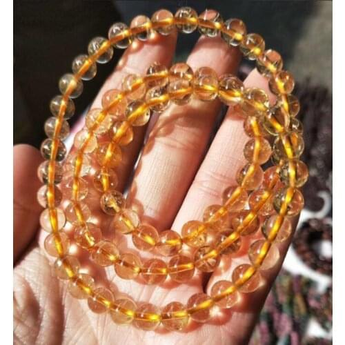 Free shipping Noble jewelry Natural 7mm Quartz Scottishtopaz crystal stone Beads Bracelet