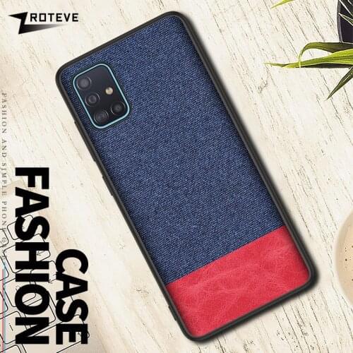 For Samsung A51 A71 Case Soft TPU Edge Canvas Back Cover Cloths Fabric Cover For Samsung Galaxy A71 A70 A70S A50S A50 Phone Case