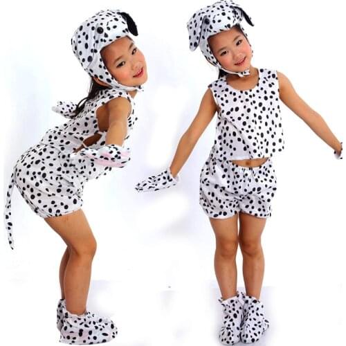 Children animal spotty dog costume top clothes pants shoes hat gloves set for kid baby