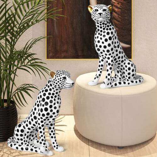 Home Decor Leopard Statues Ornaments Resin Interior Figurines Home Living Room Landing Decoration Accessories Animal Sculptures