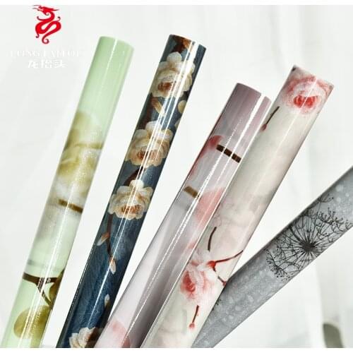 Electrostatic glass sticker bathroom window film Chinese style flower door window paper transparent opaque home