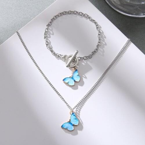 European and American new jewelry with alloy fashion butterfly pendant necklace for women party gifts wholesale