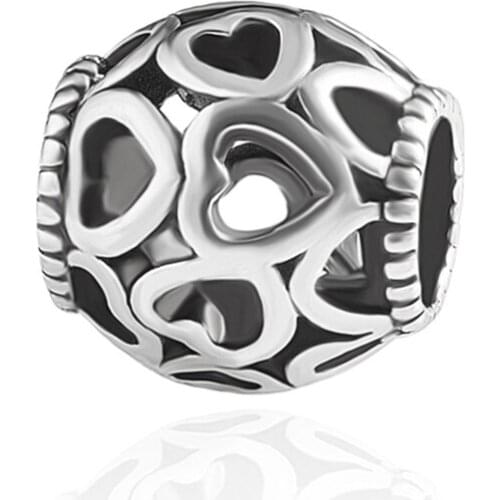 HPXmas Wholesale 5pcs/lot Fashion Metal Love hollow Accessories For Making Diy Fit Bracelet Jewelry Original Beads