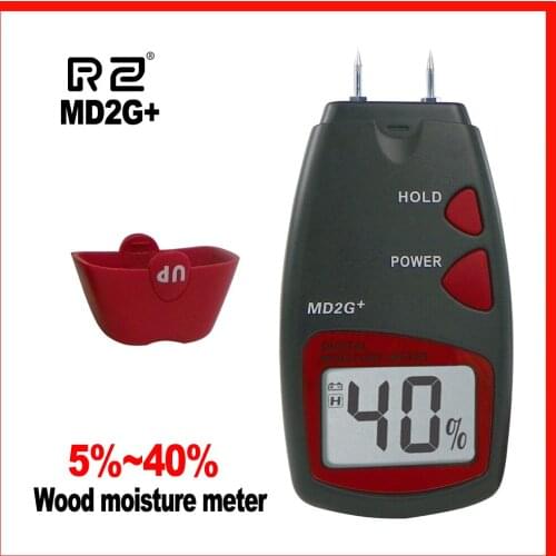 RZ Digital LCD Moisture Meter 5%~40% 2 Pins Handheld Wood Bamboo Tester MD2G+ Timber Damp Detector Detection Tool MD2G